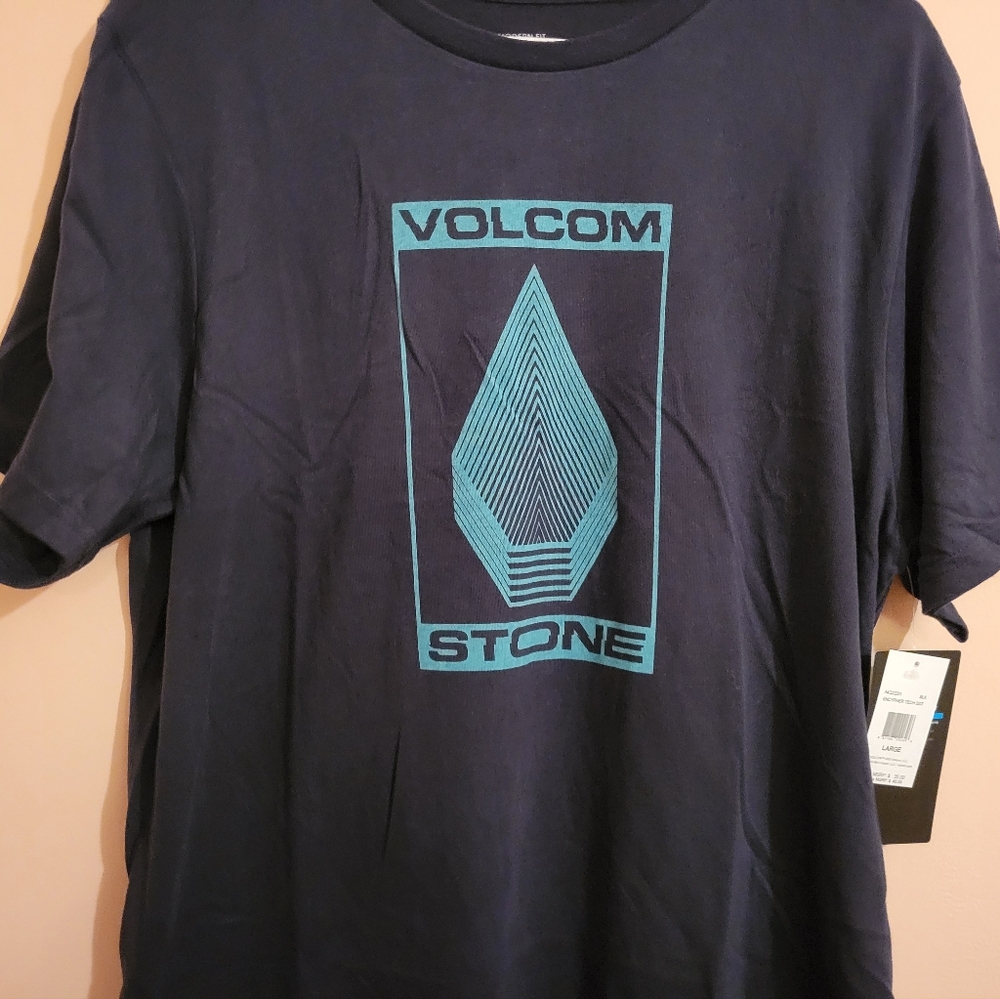 VOLCOM ENCYPHER TECH BLACK & TEAL TEE, SKATER, SURF, NWT, LARGE - Picture 3 of 10